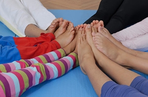 Children Walking Barefoot While Indoors